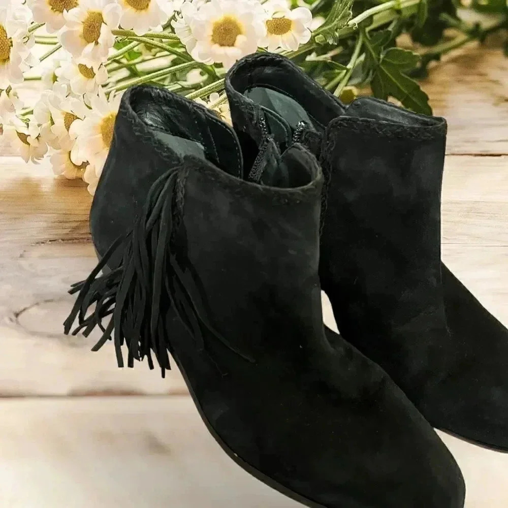 Sam Edelman black suede fringe booties size 7/37 EUC Style “Paige” - Picture 7 of 16